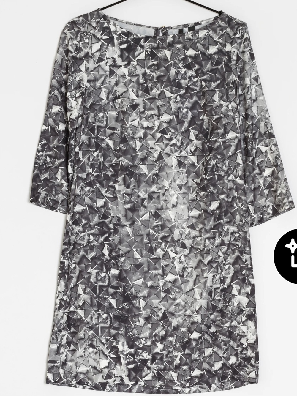 Mango Metallic Silver Star-Textured Shift Dress